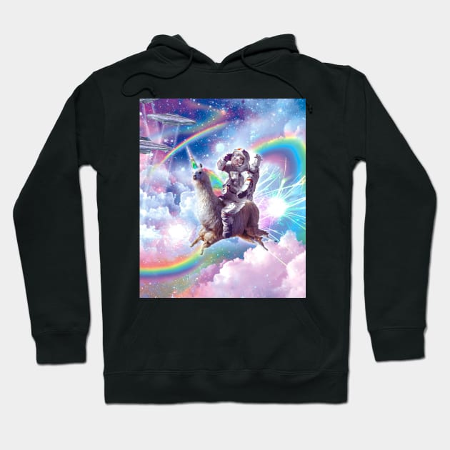 Galaxy Astronaut Sloth Riding Llama Unicorn Hoodie by Random Galaxy